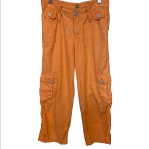 Wörn orange cropped linen blend size 4 cargo pants.